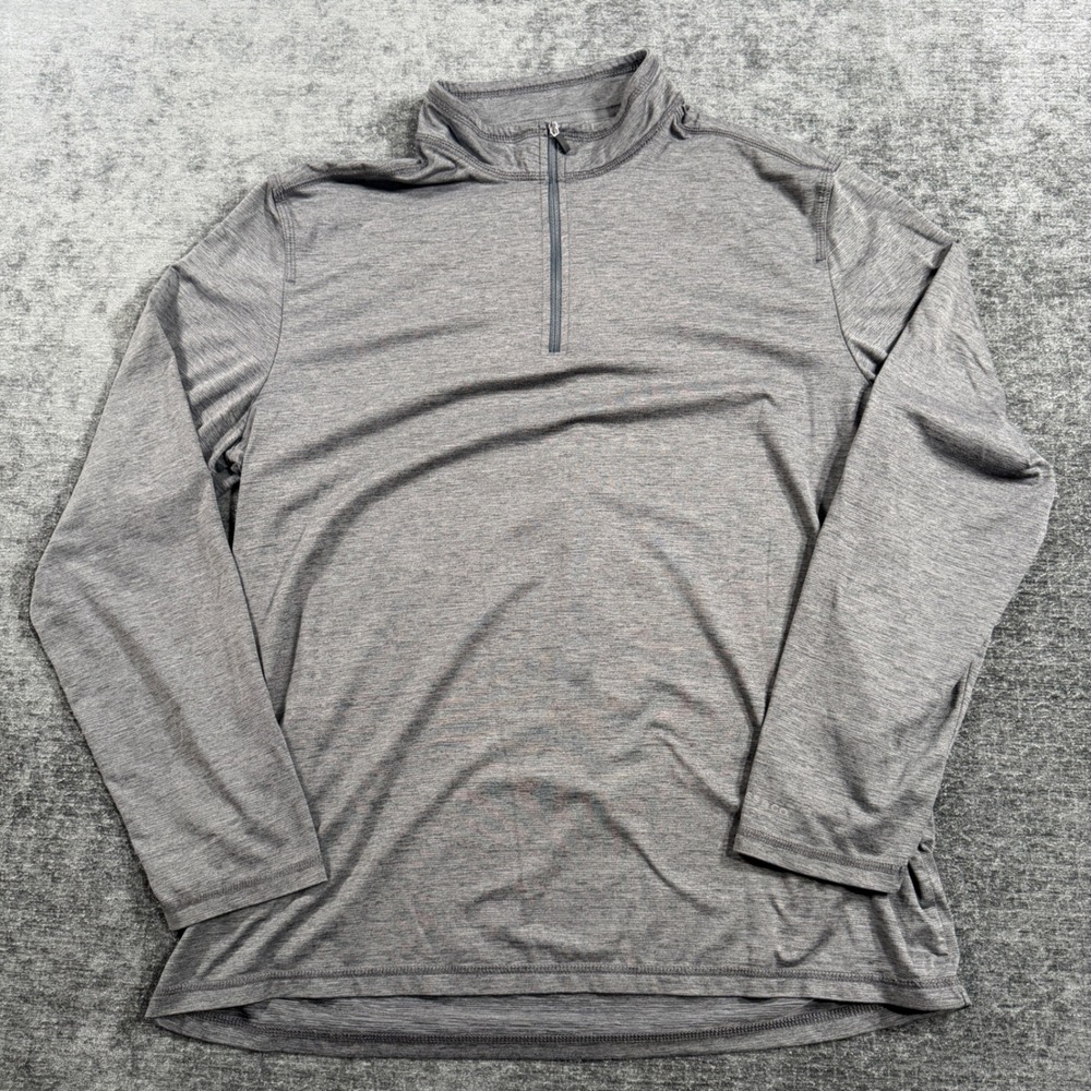 GH Bass & Co Mens Large Gray Heathered Quarter Zip Pullover Long Sleeve Shirt